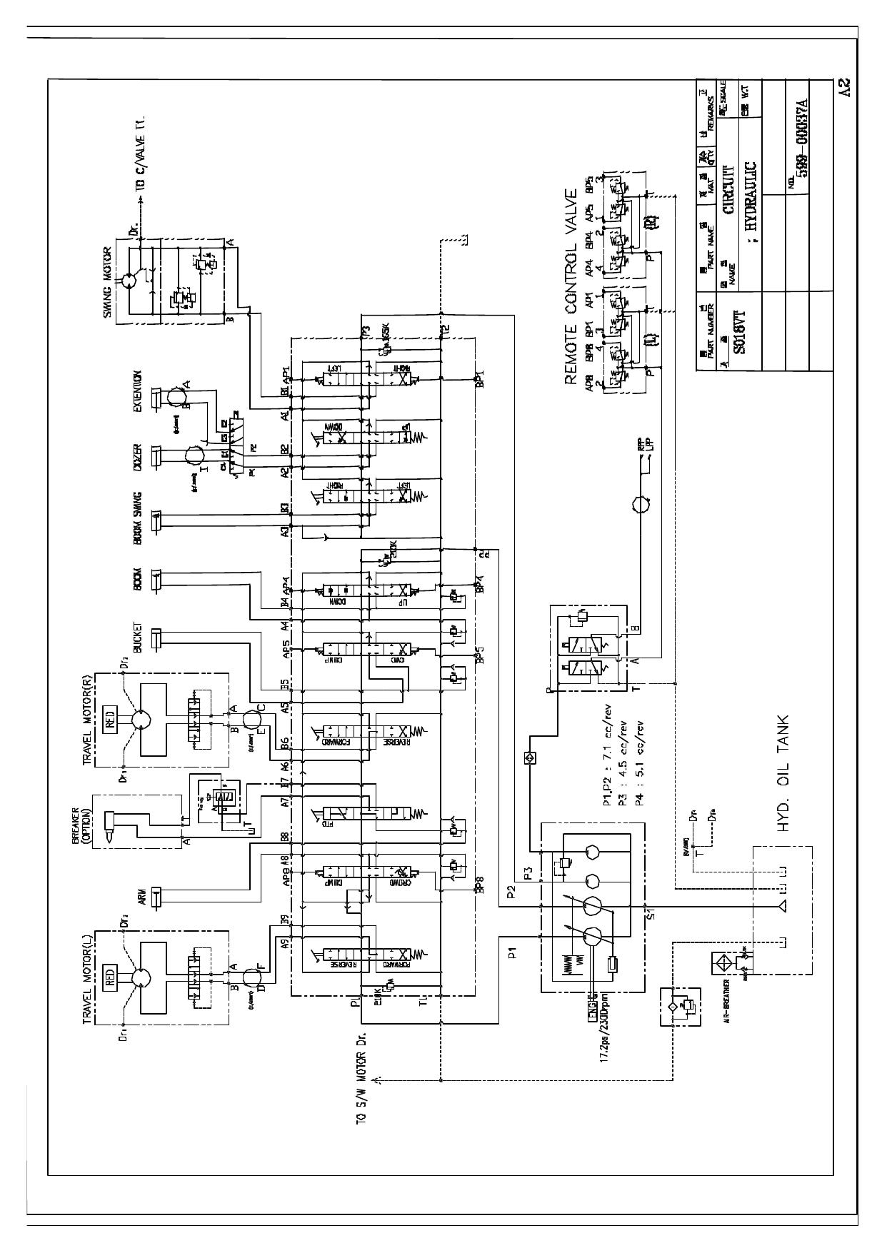 S18VT Hydraulic Circuit Diagram Schematic Daewoo Doosan